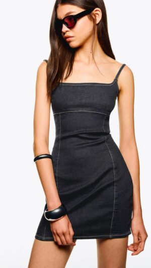 Vestido Corto Denim - Negro